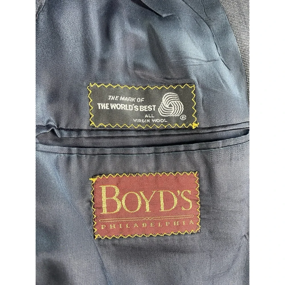 Polo University Club Suit Jacket 42 R Gray Wool Windowpane Ralph Lauren 90s USA